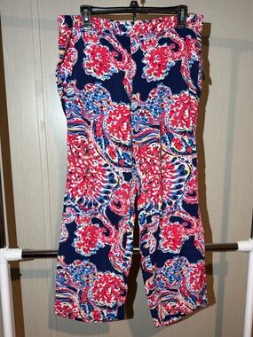 Lilly Pulitzer Navy & Pink Paisley-Print Wide Leg Capris